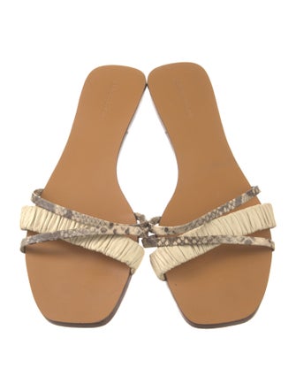 Reformation Leather Animal Print Slides