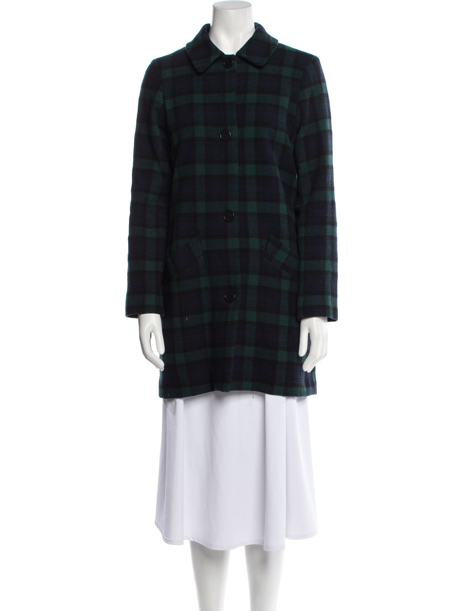 Reformation Silk Plaid Print Peacoat