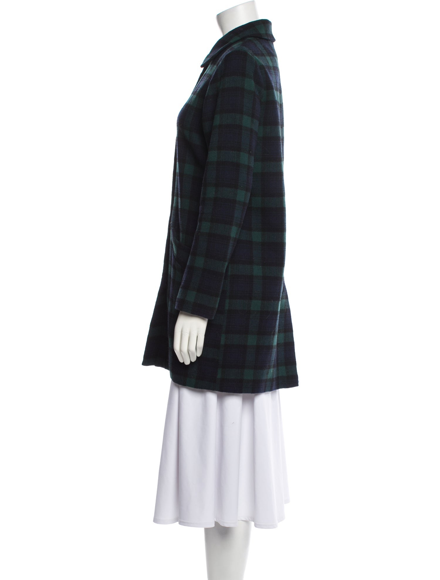 Reformation Silk Plaid Print Peacoat