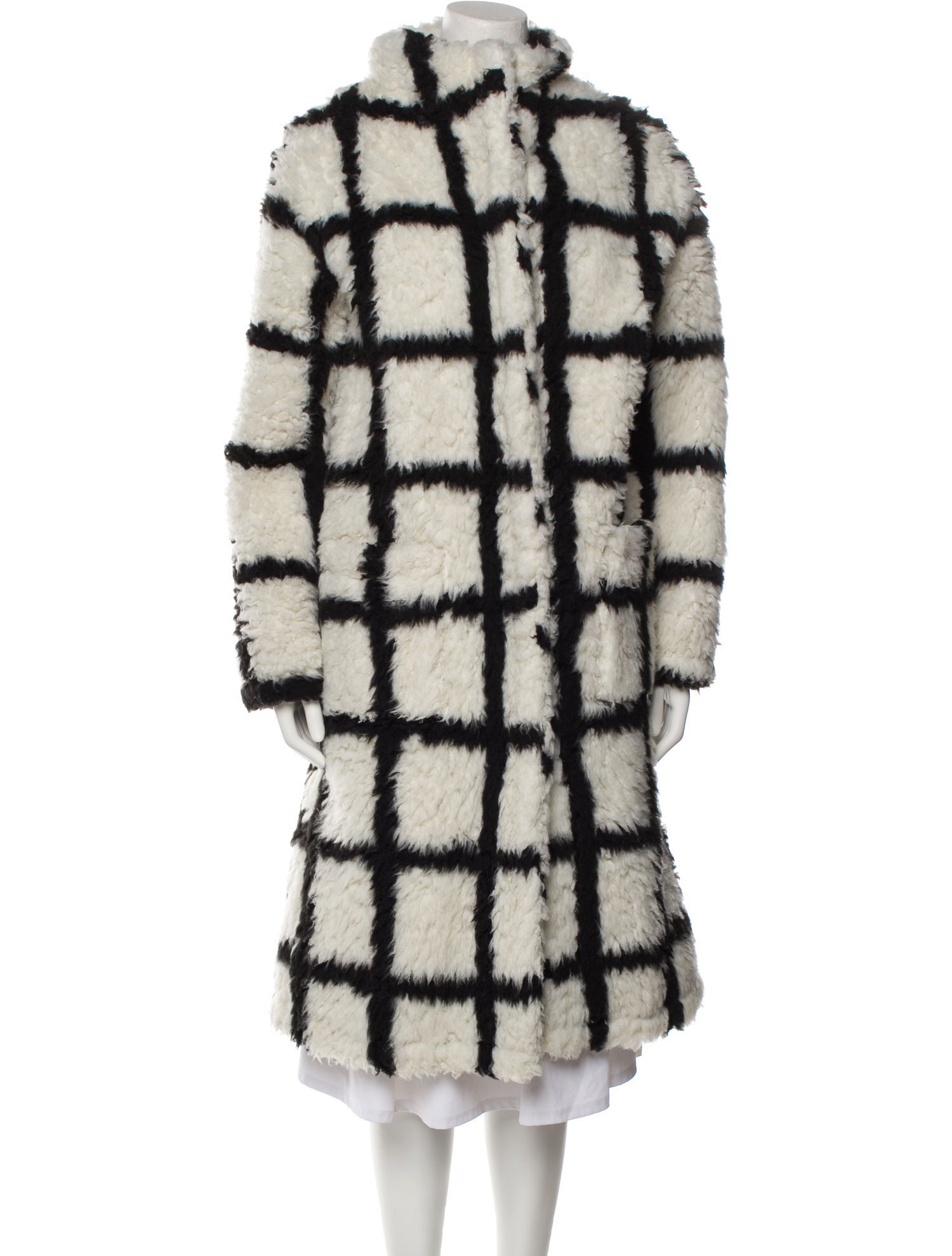 Reformation Plaid Print Faux Fur Coat
