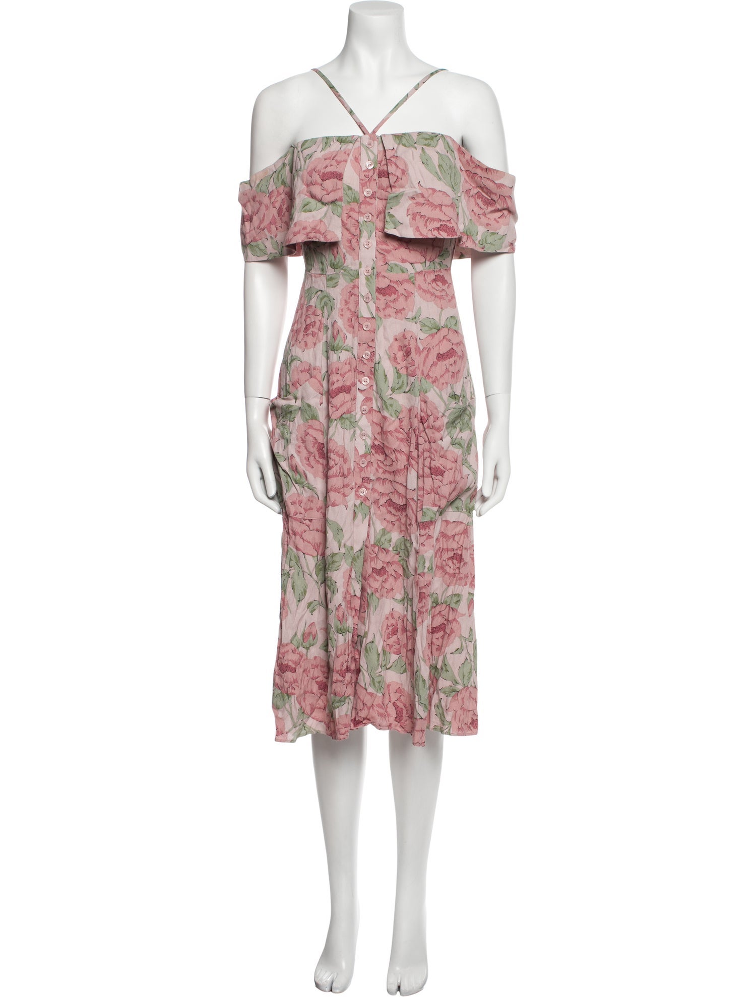 Reformation Floral Print Midi Length Dress