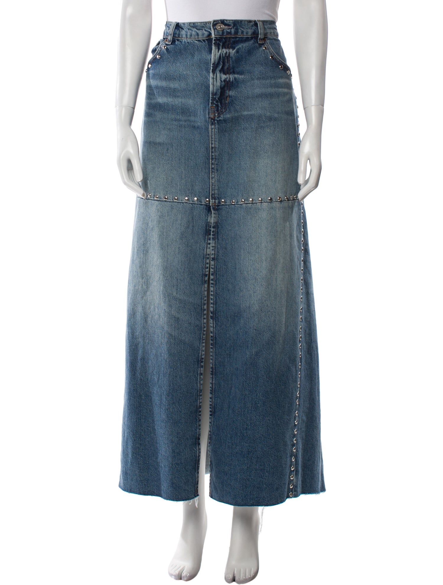 Reformation Distressed Accents Long Skirt