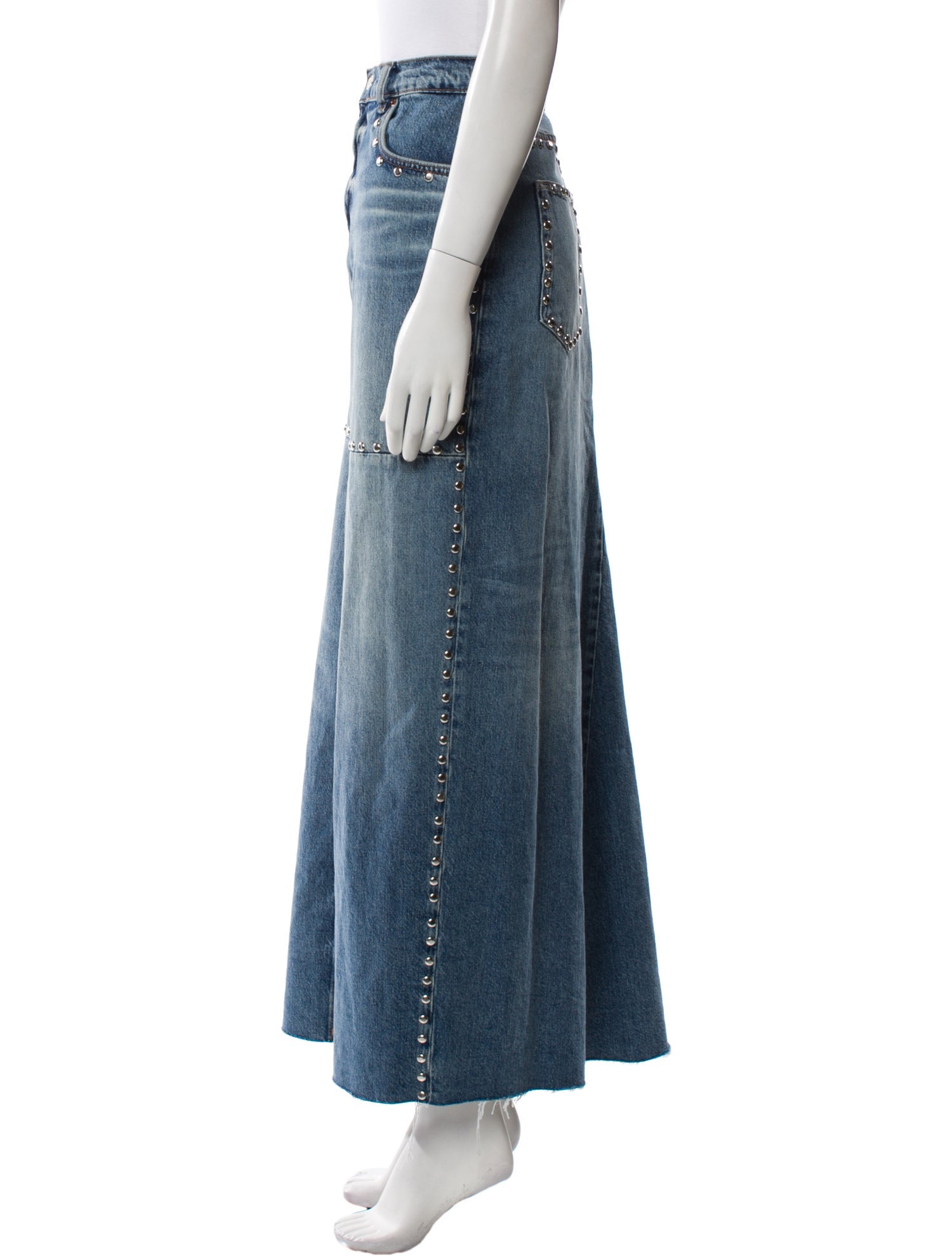 Reformation Distressed Accents Long Skirt
