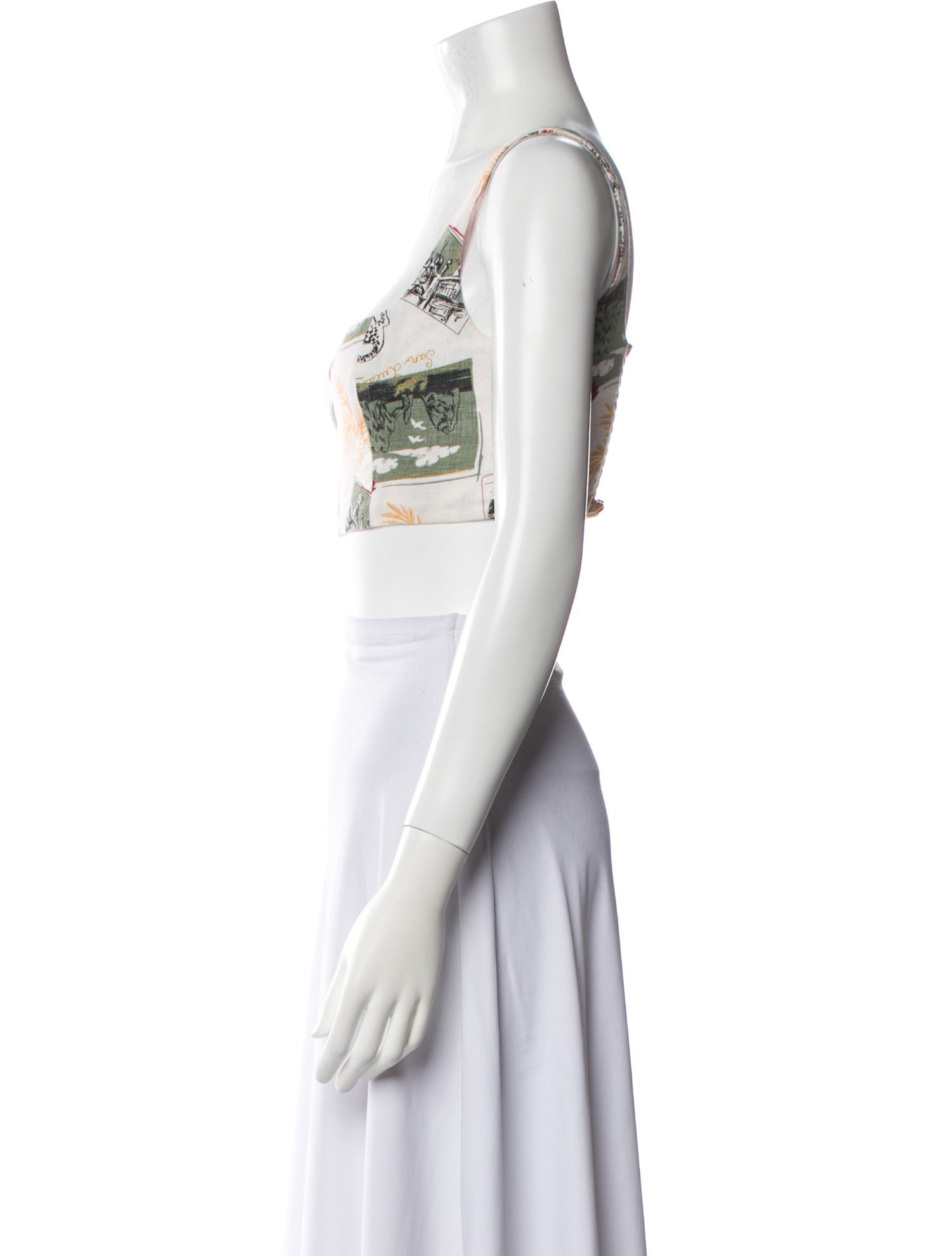 Reformation Linen Printed Crop Top