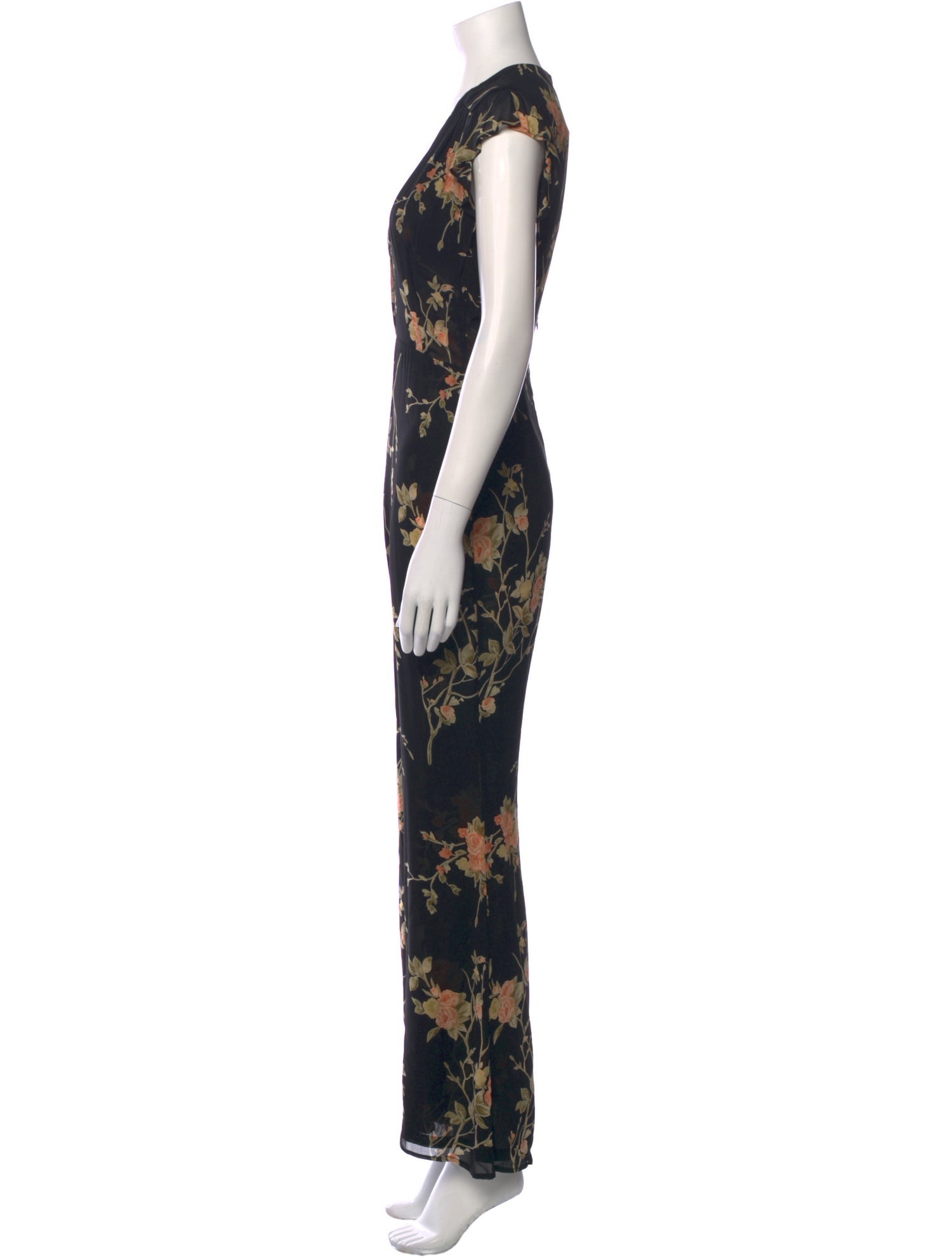 Reformation Floral Print Plunge Neckline Jumpsuit