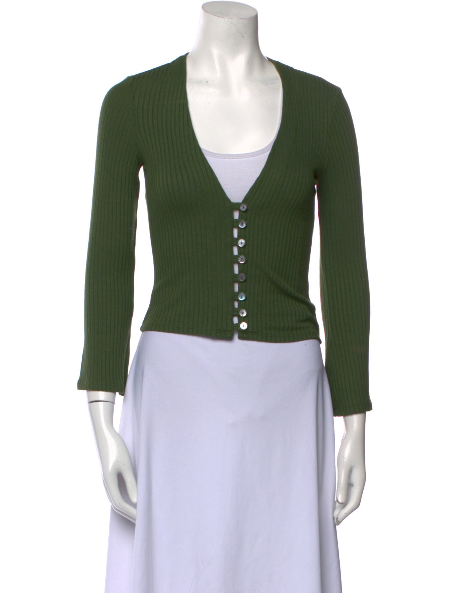 Reformation V-Neck Three-Quarter Sleeve Crop Top