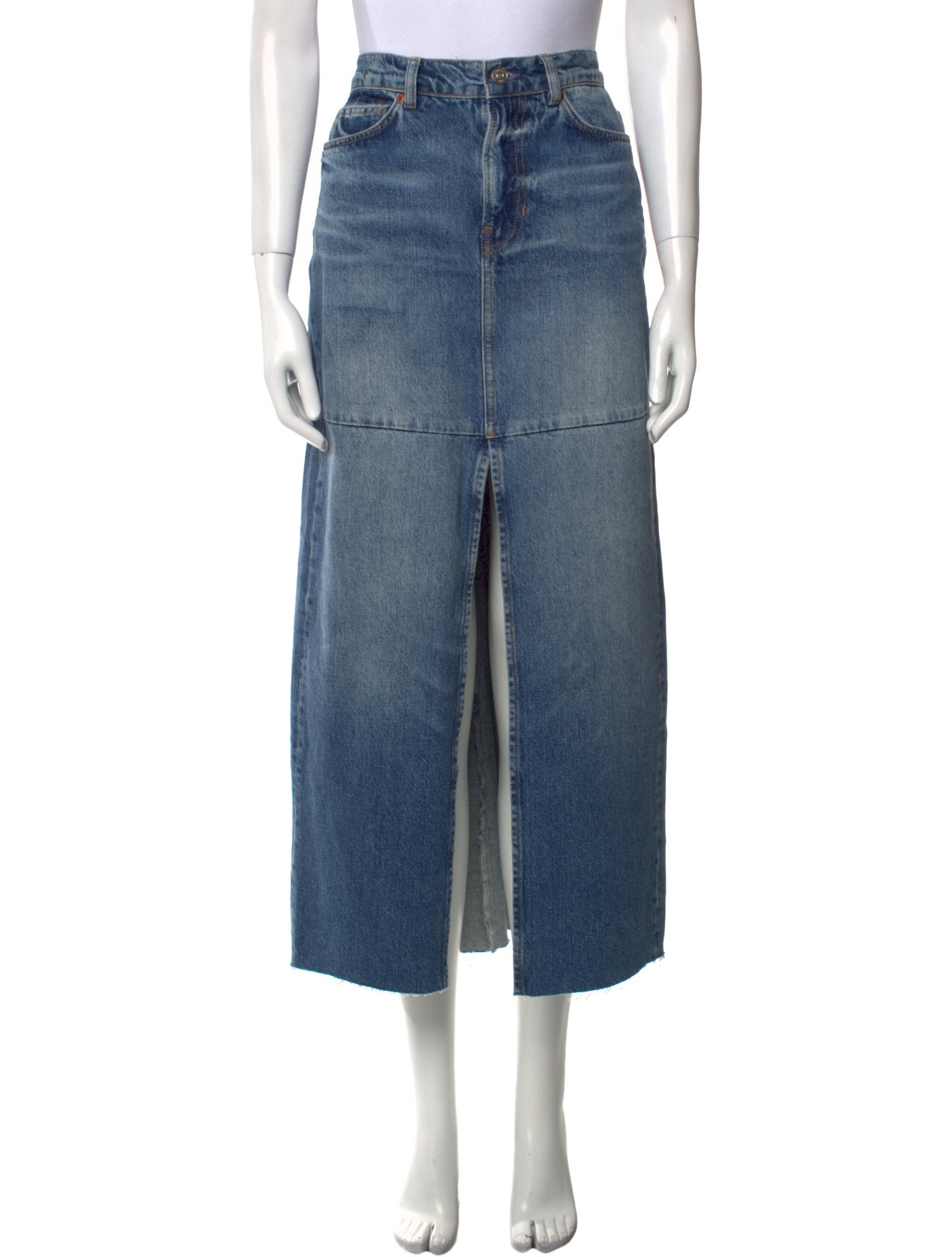 Reformation Distressed Accents Midi Length Skirt