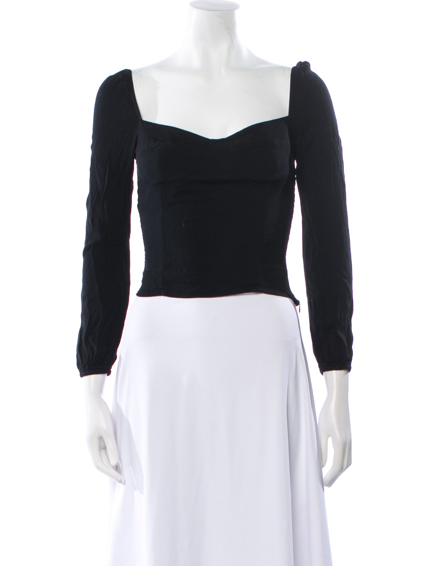 Reformation Square Neckline Long Sleeve Crop Top