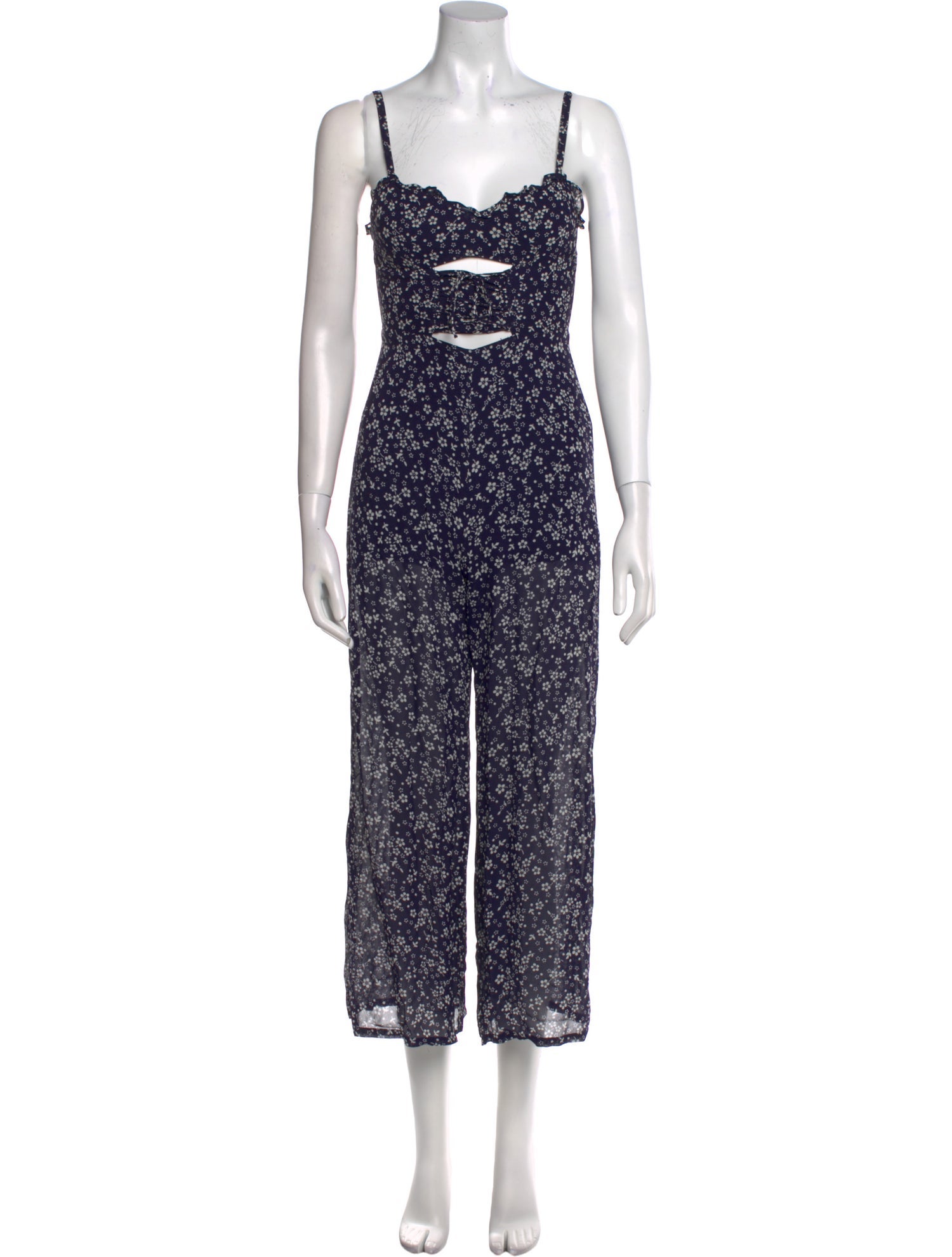Reformation Floral Print Square Neckline Jumpsuit