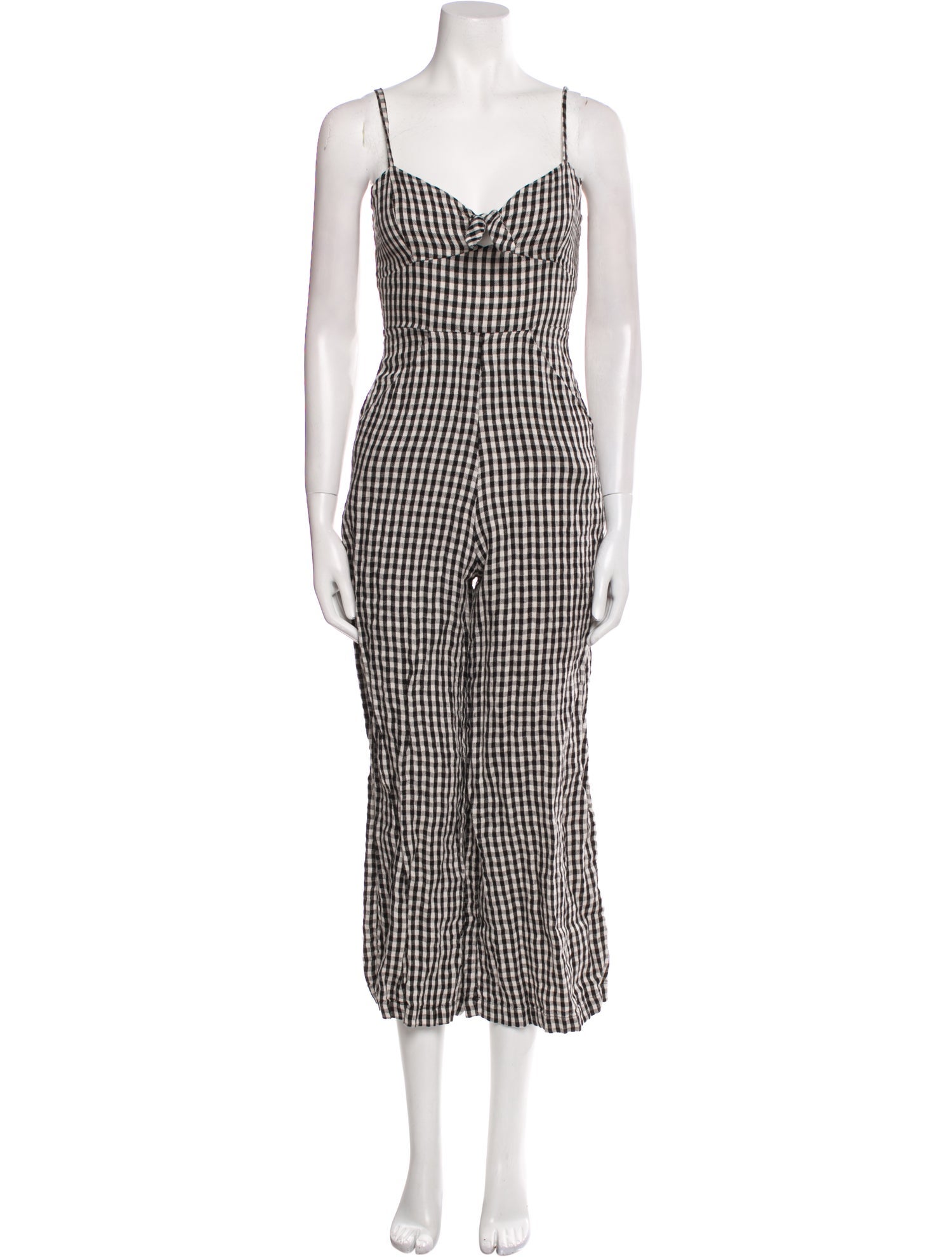 Reformation Linen Plaid Print Jumpsuit