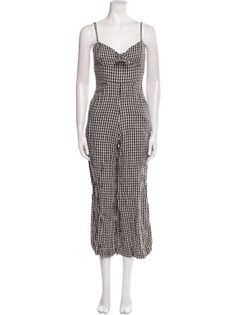 Reformation Linen Plaid Print Jumpsuit
