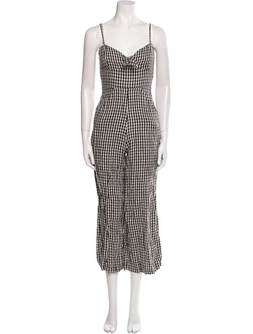Reformation Linen Plaid Print Jumpsuit