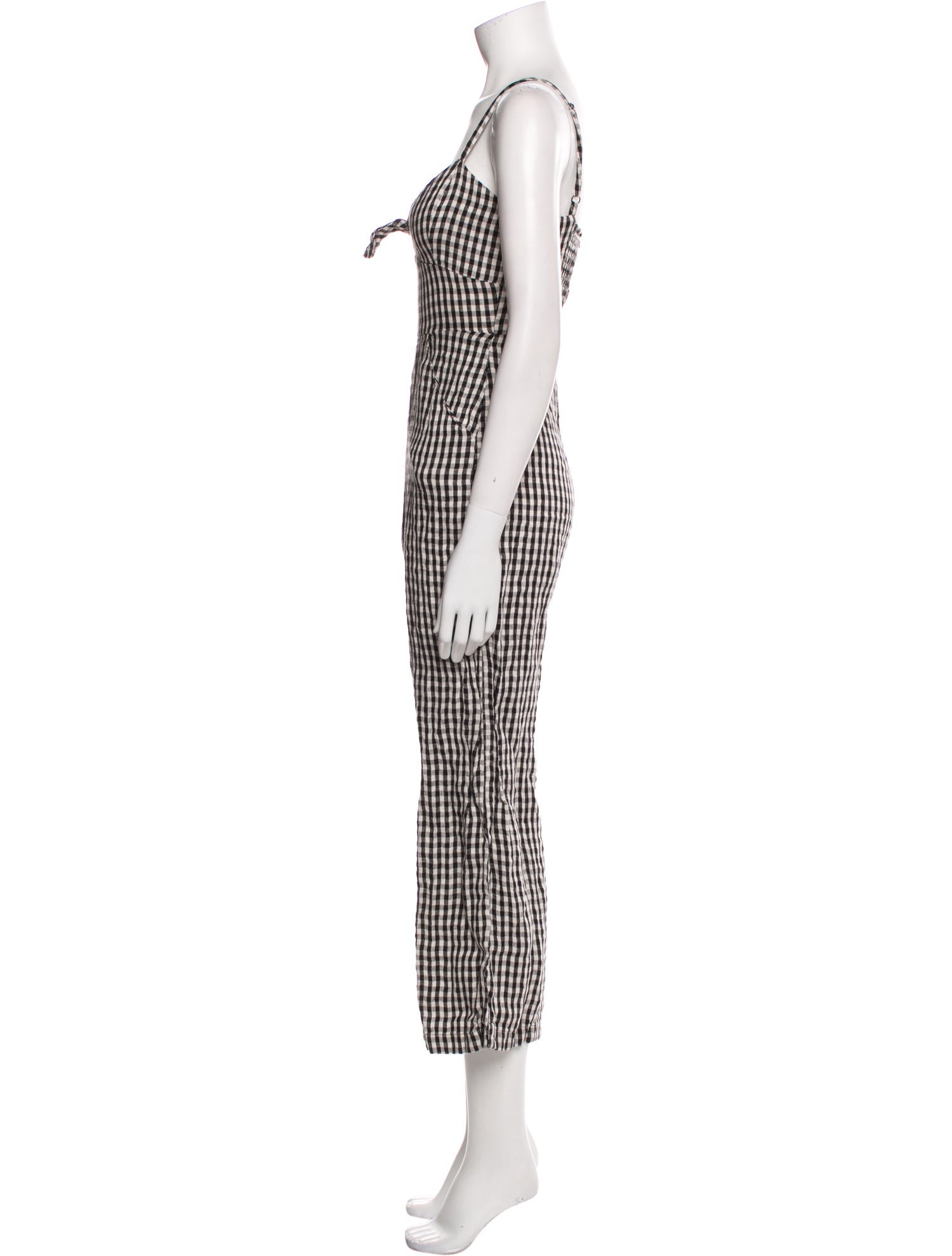 Reformation Linen Plaid Print Jumpsuit