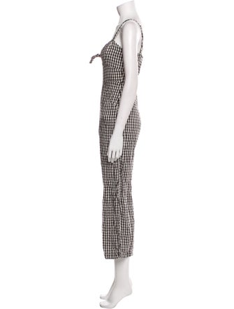 Reformation Linen Plaid Print Jumpsuit