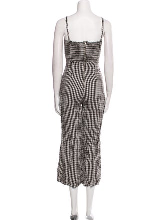 Reformation Linen Plaid Print Jumpsuit