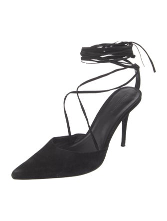 Reformation Suede T-Strap Pumps