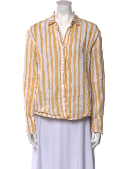 Reformation Linen Striped Button-Up Top