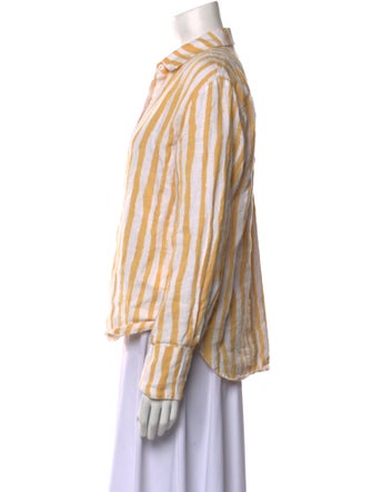 Reformation Linen Striped Button-Up Top