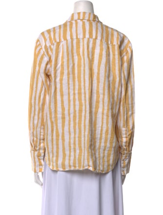 Reformation Linen Striped Button-Up Top