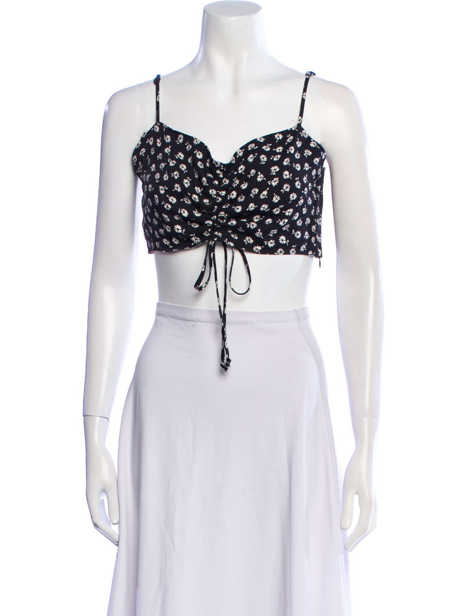 Reformation Floral Print Square Neckline Crop Top