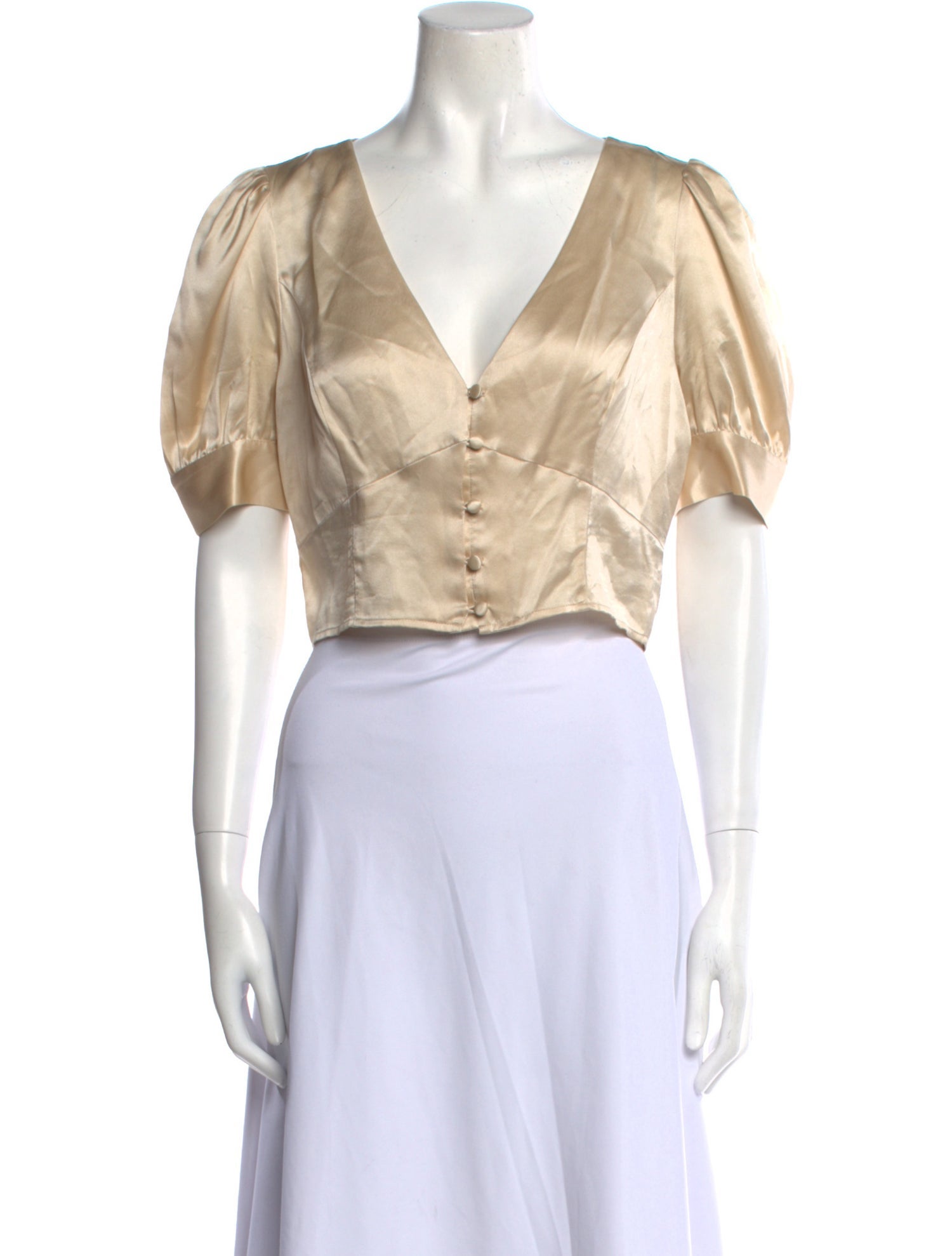 Reformation Silk Plunge Neckline Crop Top