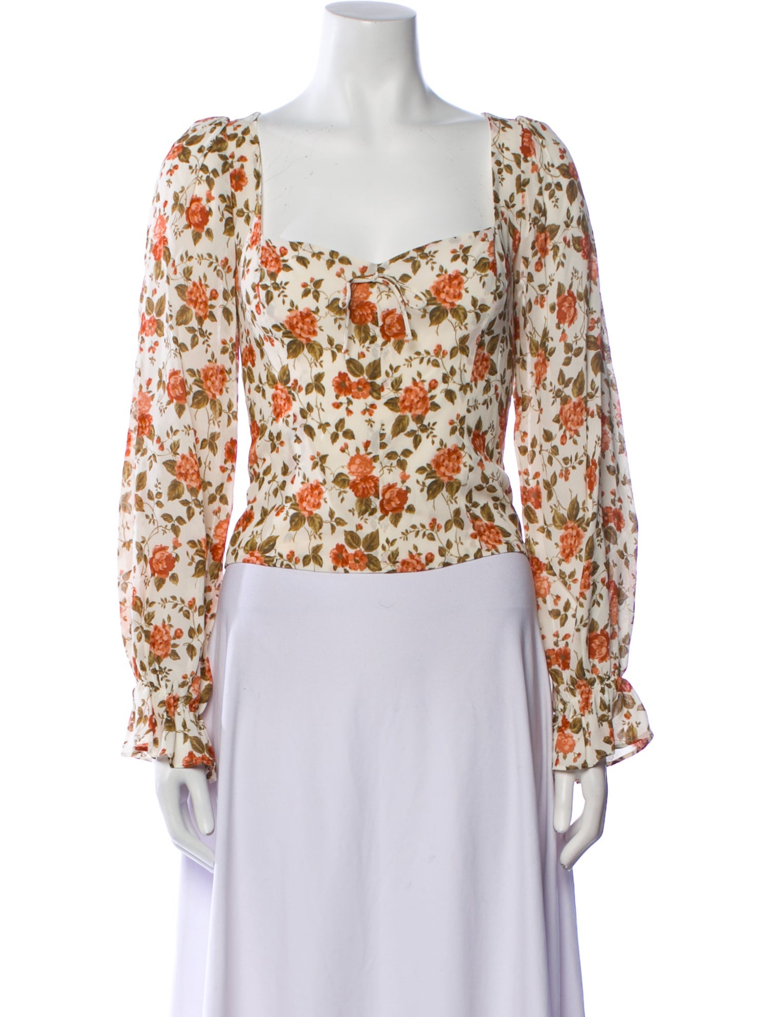 Reformation Floral Print Square Neckline Crop Top