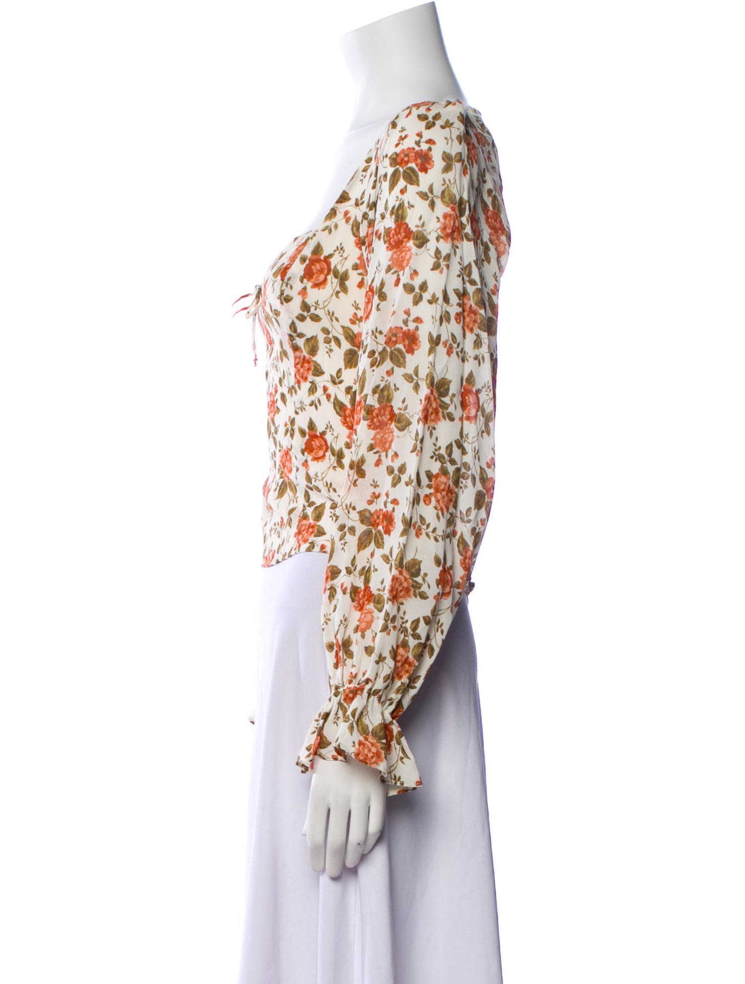 Reformation Floral Print Square Neckline Crop Top