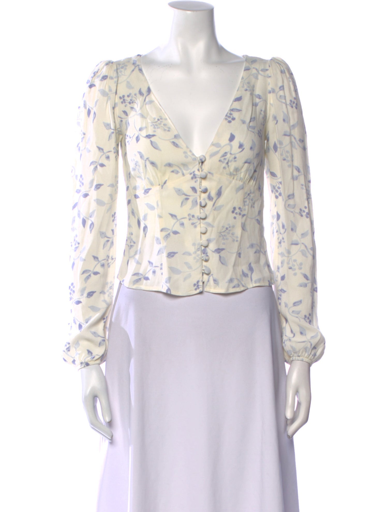 Reformation Floral Print V-Neck Crop Top