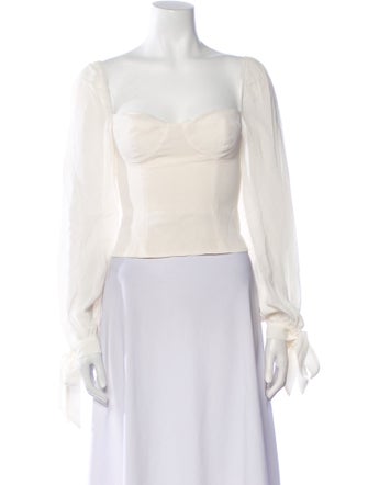 Reformation Square Neckline Long Sleeve Crop Top