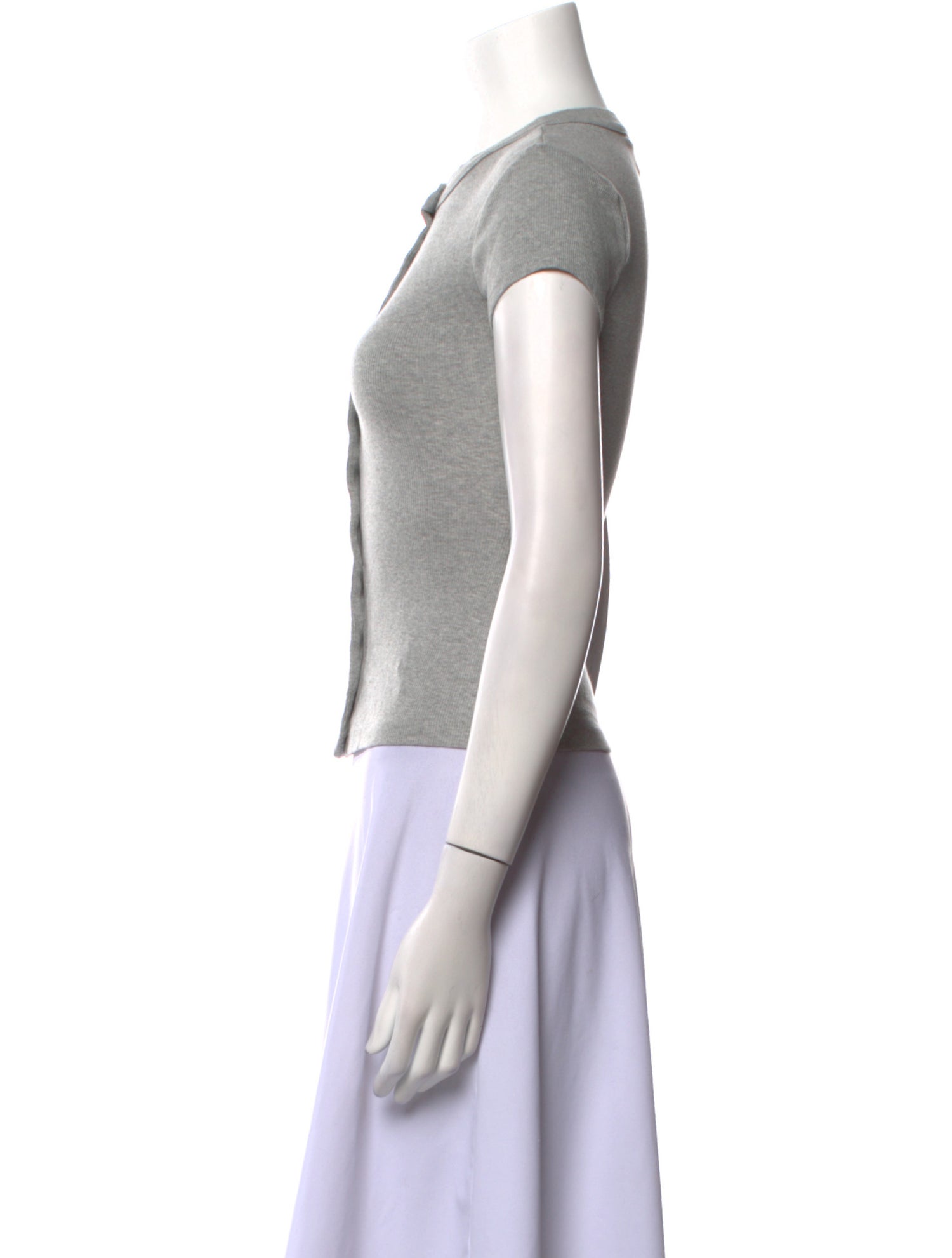 Reformation Crew Neck Short Sleeve Button-Up Top