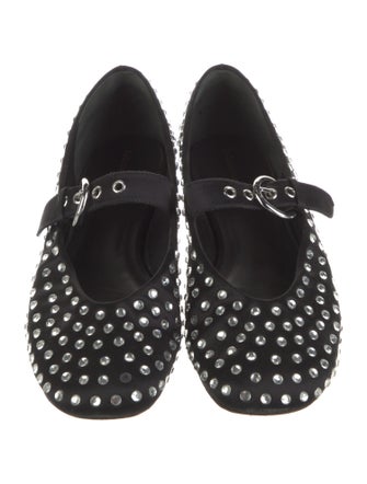 Reformation Satin Crystal Embellishments Mary Jane Flats