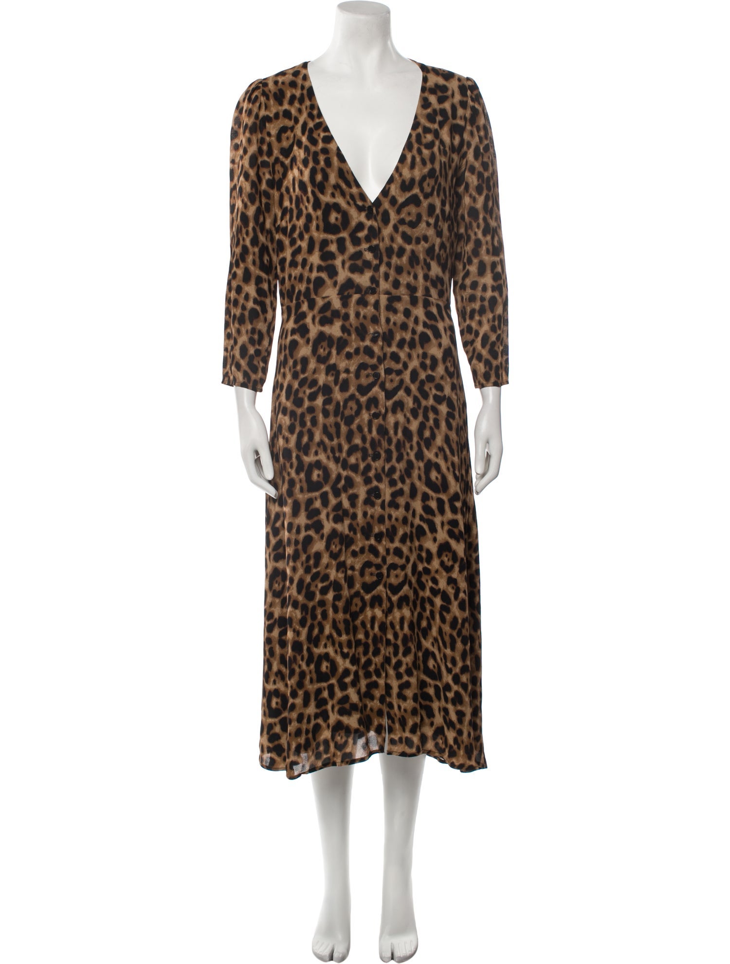 Reformation Animal Print Midi Length Dress