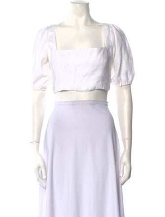 Reformation Linen Square Neckline Crop Top