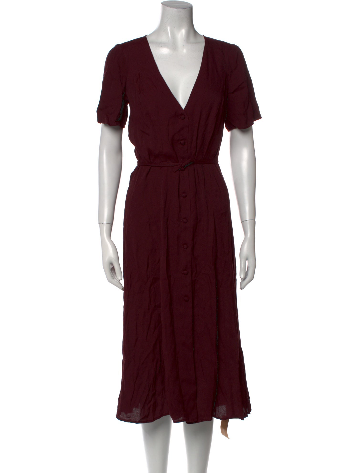 Reformation Plunge Neckline Midi Length Dress