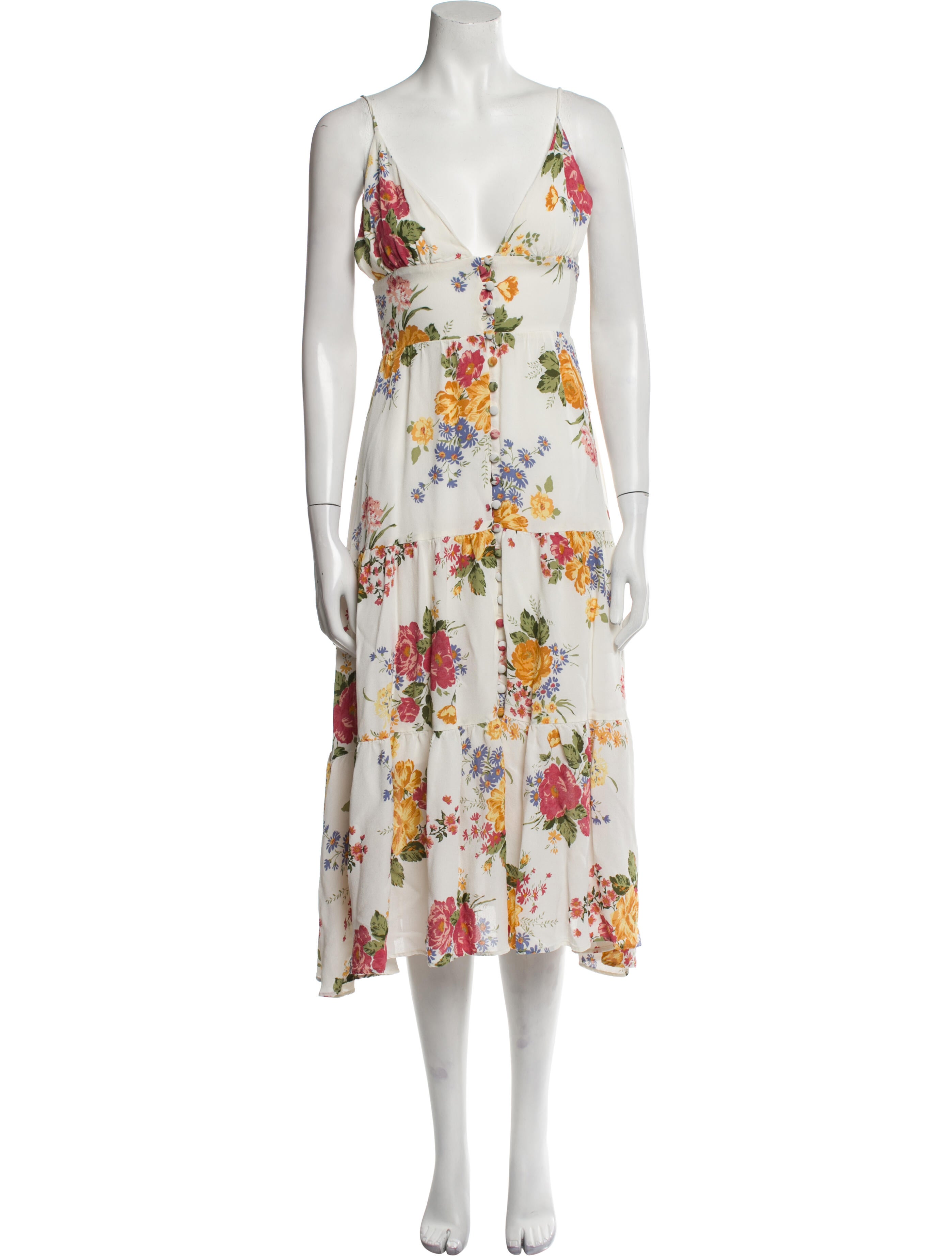 Reformation Floral Print Midi Length Dress