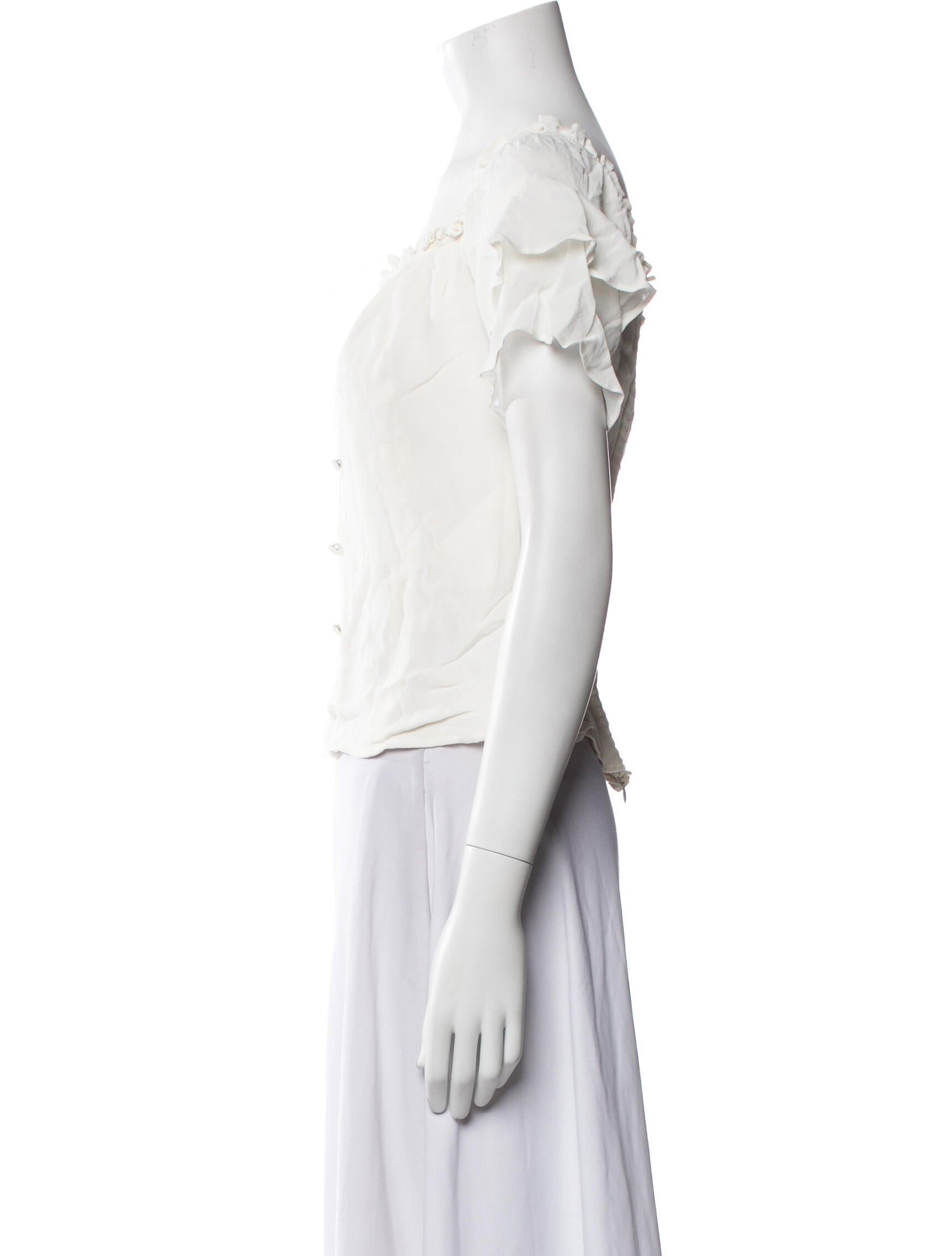 Reformation Square Neckline Short Sleeve Crop Top