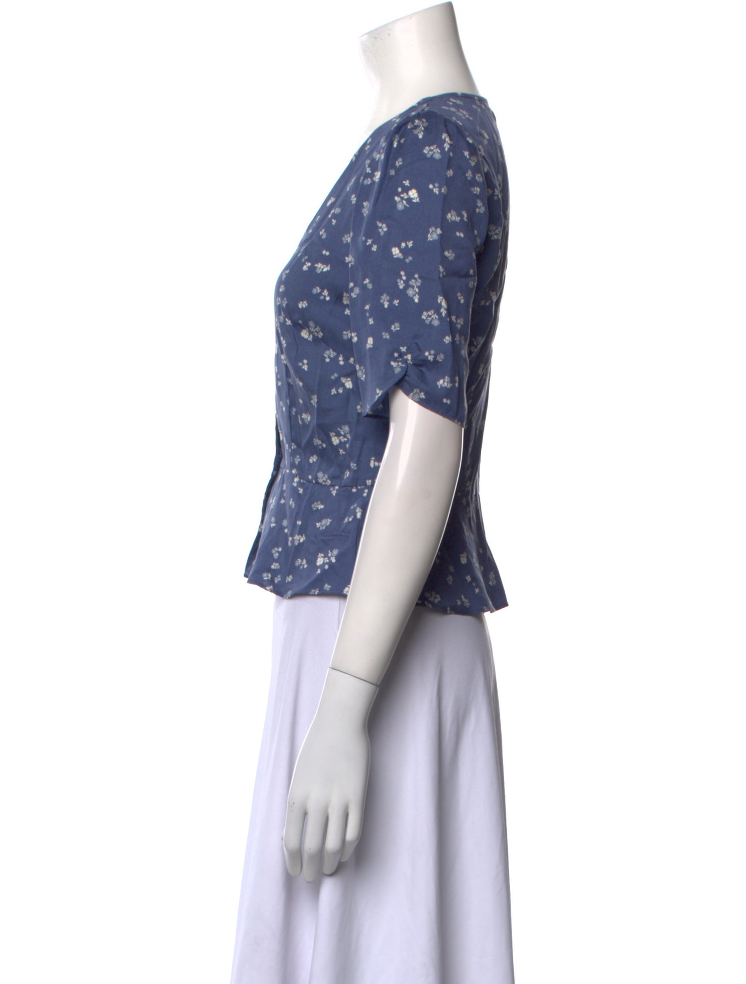 Reformation Floral Print V-Neck Crop Top