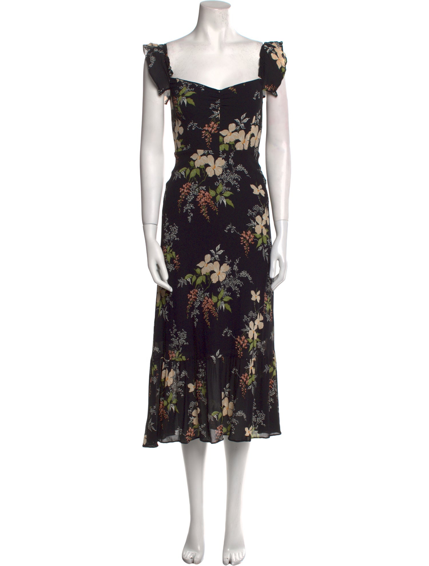 Reformation Floral Print Midi Length Dress