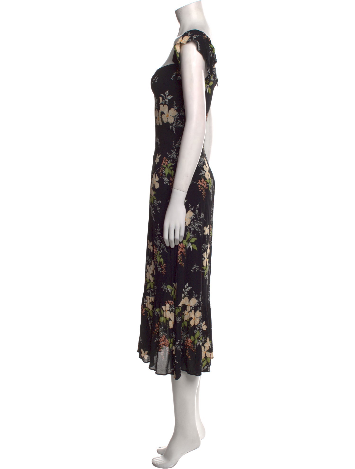 Reformation Floral Print Midi Length Dress