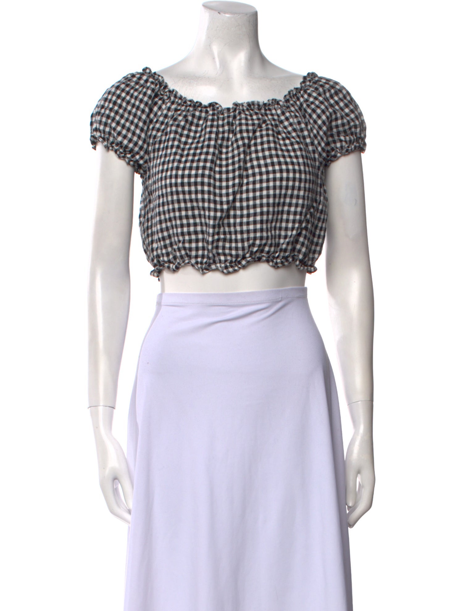 Reformation Linen Plaid Print Crop Top