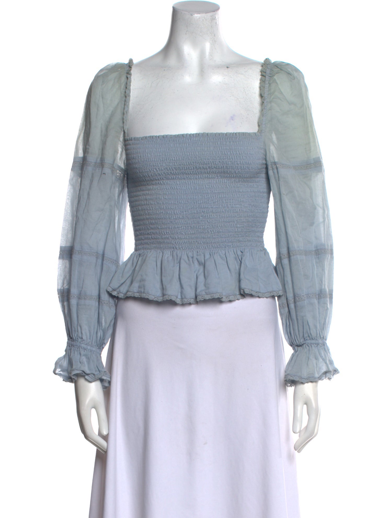 Reformation Square Neckline Long Sleeve Crop Top