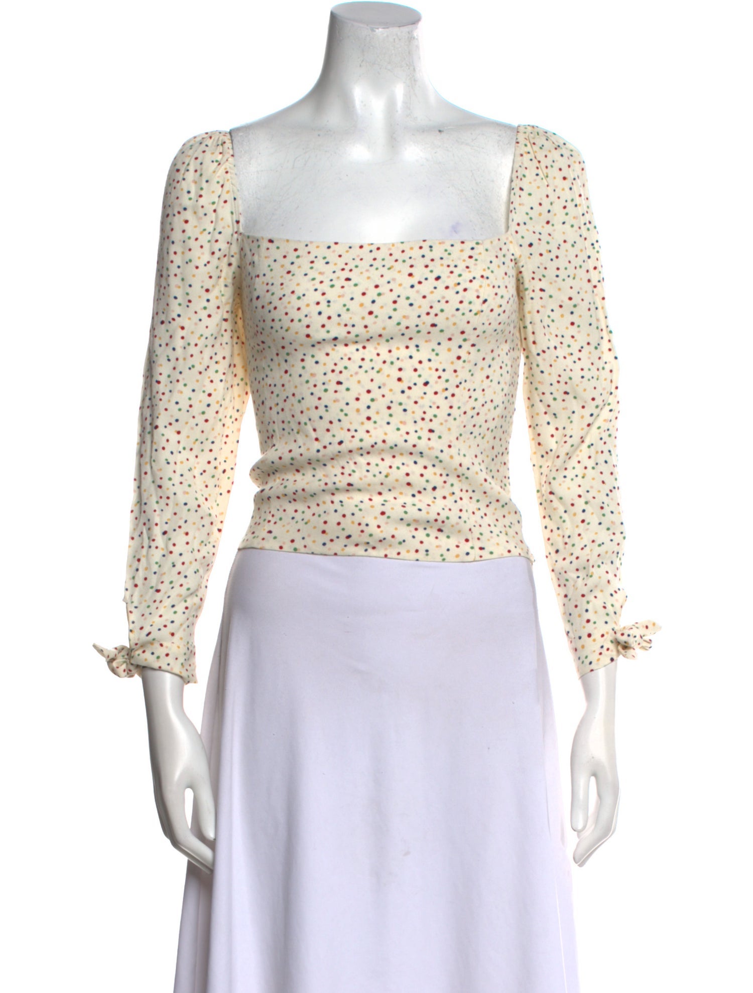 Reformation Polka Dot Print Square Neckline Crop Top