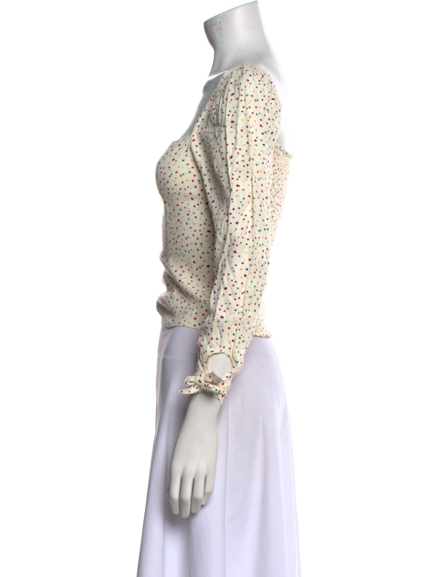 Reformation Polka Dot Print Square Neckline Crop Top