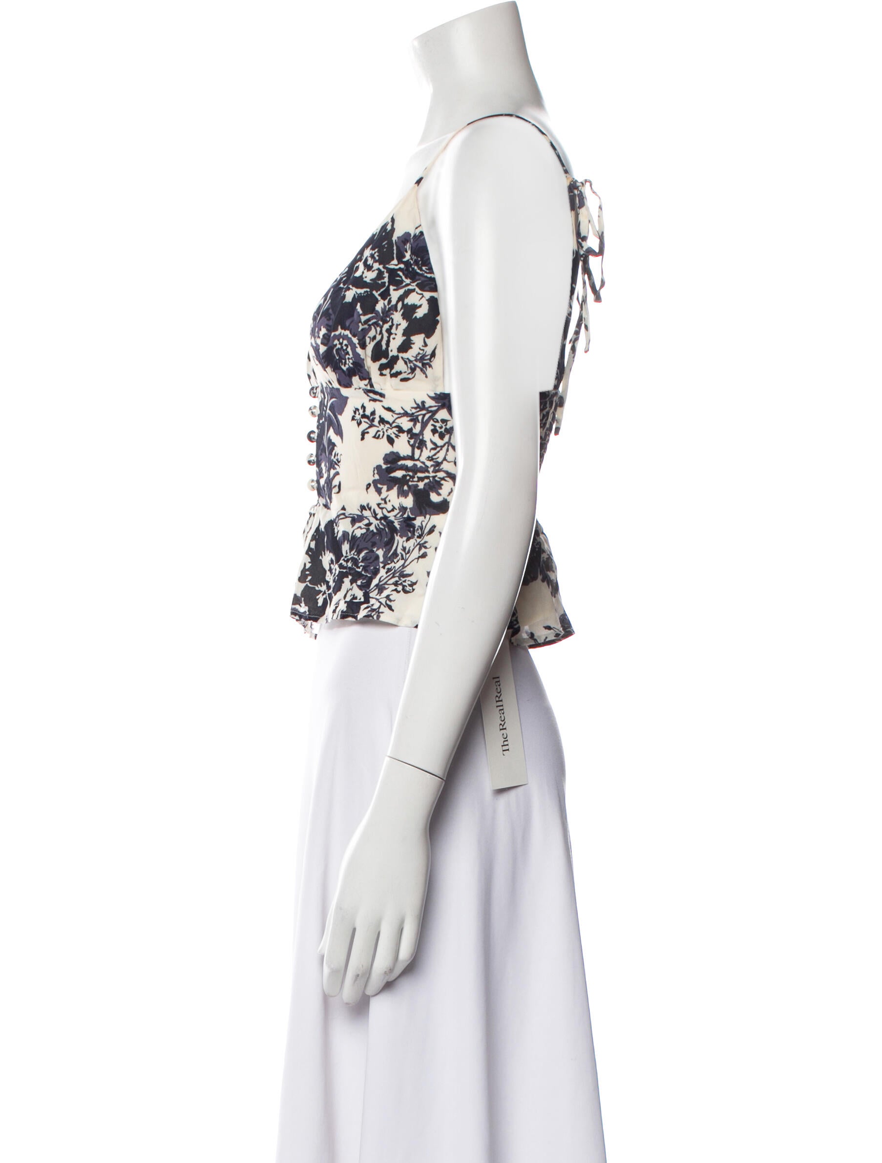 Reformation Floral Print V-Neck Crop Top