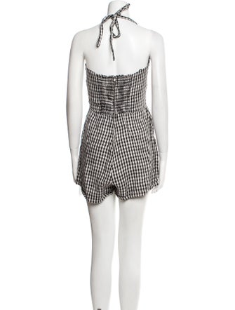 Reformation Linen Plaid Print Romper