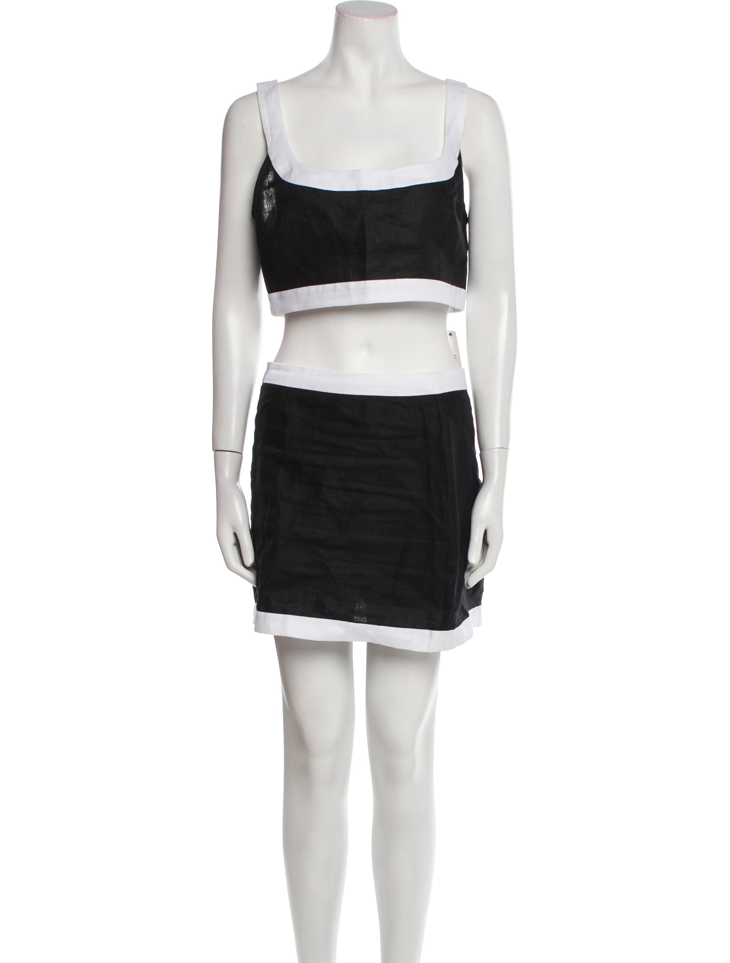 Reformation Linen Colorblock Pattern Skirt Set