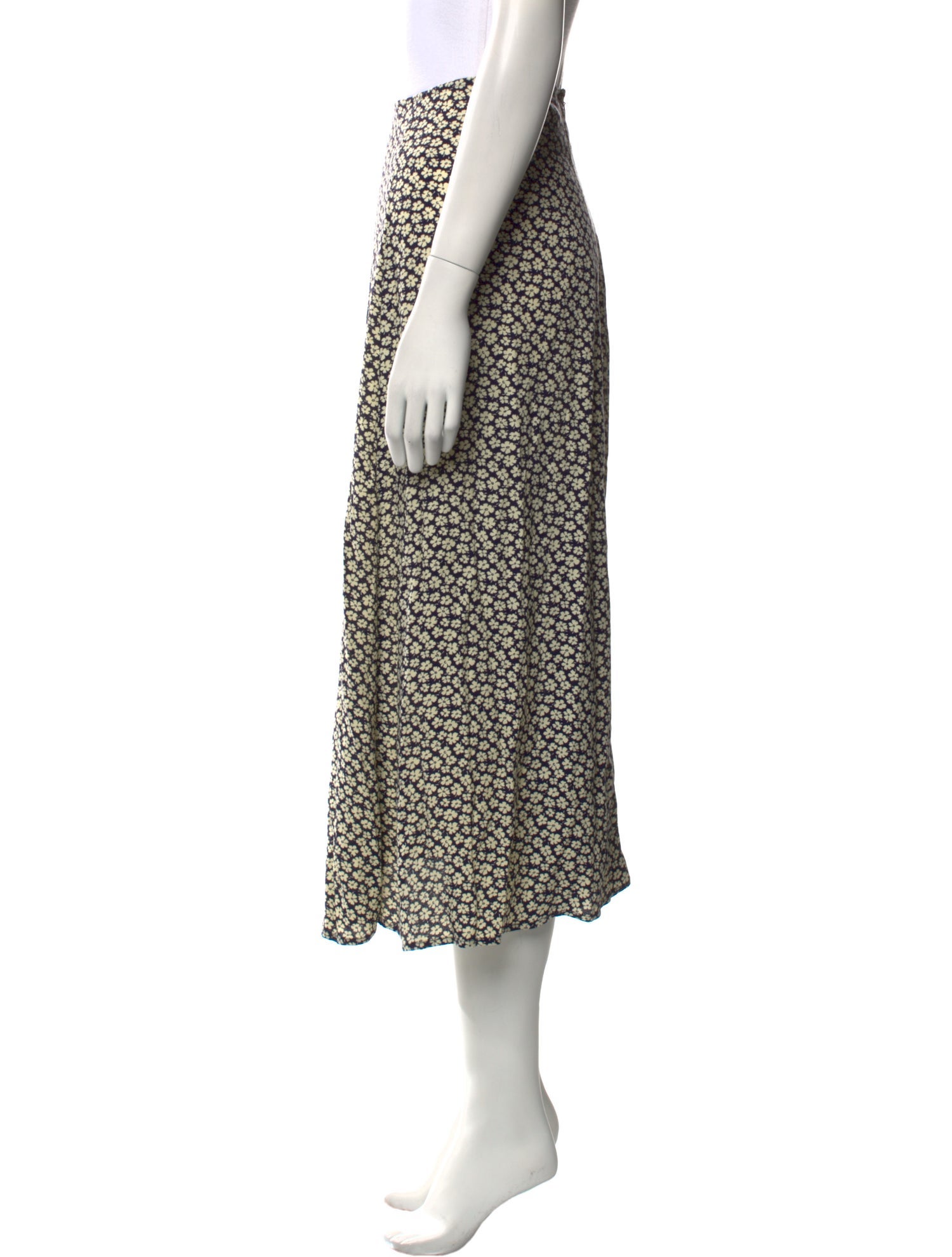 Reformation Floral Print Midi Length Skirt