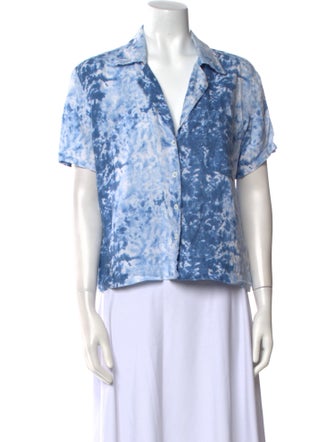 Reformation Linen Tie-Dye Print Button-Up Top