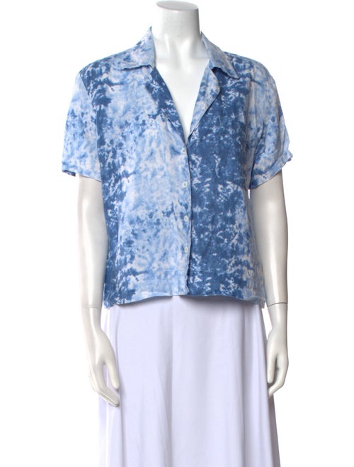 Reformation Linen Tie-Dye Print Button-Up Top