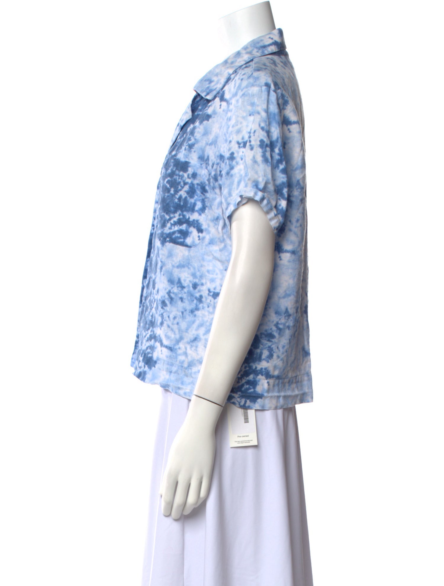 Reformation Linen Tie-Dye Print Button-Up Top